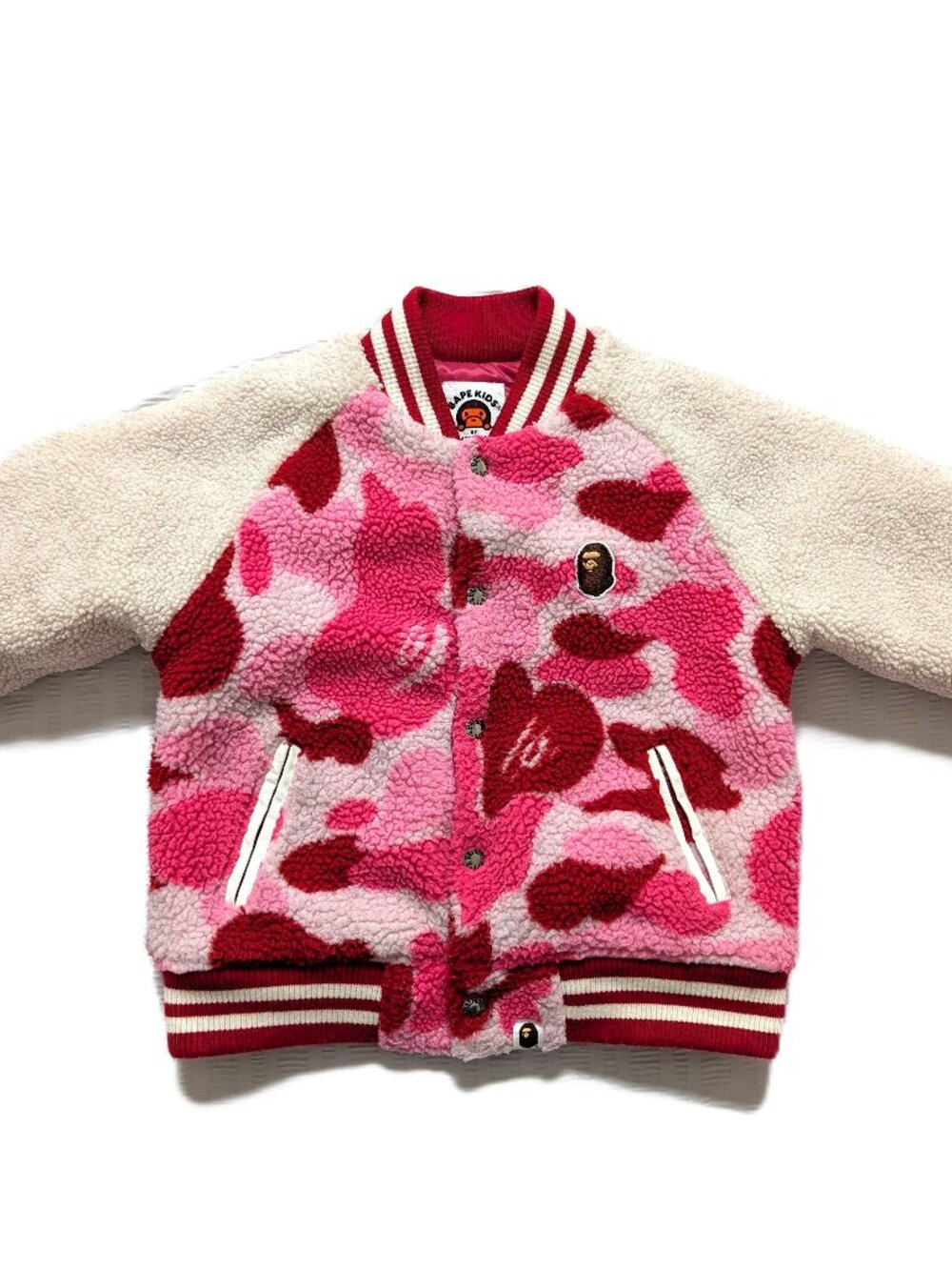 BAPE Kids Japan ABC Camo Boa Sherpa Varsity Jacket Size 110 (4T/5T) Baby Milo